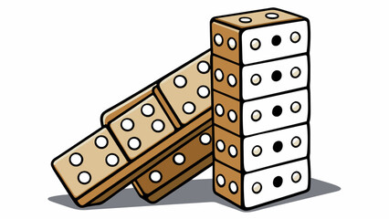 Poster - A stack of dominoes lined up in perfect harmony ready to topple at the push of a finger the slightest touch will have a domino effect.. Cartoon Vector
