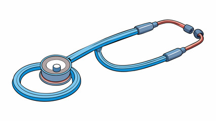 Poster - A stethoscopelike instrument with a metal probe on one end used by doctors to diagnose respiratory issues. The tool has a long flexible tube and the. Cartoon Vector