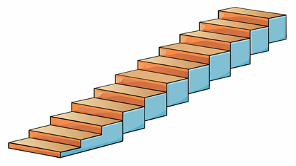 Poster - A staircase with multiple steps ascending upwards each step gradually increasing in height until reaching the top creating a steep and daunting climb.. Cartoon Vector