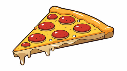 Sticker - A square sheet of thin and crispy crust smothered in rich marinara sauce melted mozzarella cheese and chunks of juicy sausage.. Cartoon Vector