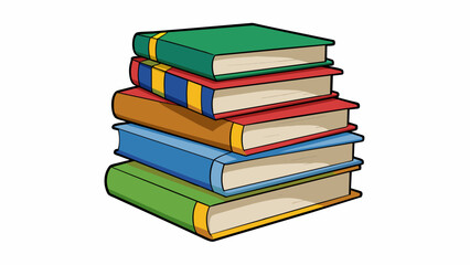 Poster - A stack of books on a library shelf each one representing a world of knowledge and ideas waiting to be explored by anyone who chooses to pick them up.. Cartoon Vector