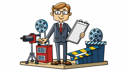 Poster - As the camera panned across the busy soundstage the directors commanding voice could be heard over the bustling production crew. He paced back and. Cartoon Vector