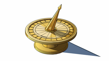 Poster - A sundial with a flat circular base and a tall slender gnomon pointer in the center. As the sun moves across the sky the gnomon casts a shadow on the. Cartoon Vector
