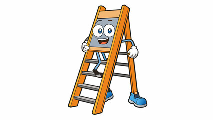 Poster - A sy ladder with slipresistant rungs and rubber feet providing stability and preventing accidents due to slipping or sliding.. Cartoon Vector