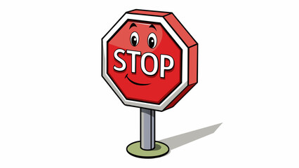 Fototapete - A stop sign is a universal symbol of traffic control and safety. It is a red octagon with white lettering and is used to indicate that drivers must. Cartoon Vector