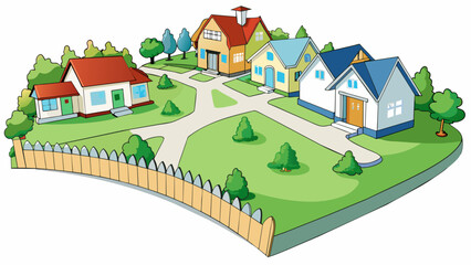 Sticker - a suburban town filled with meticulously landscaped lawns and tidy cookieter houses. the streets are