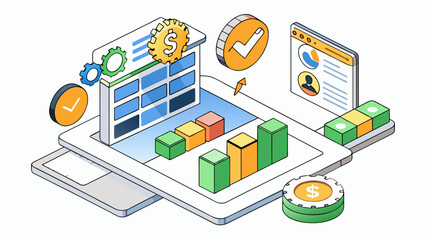 Poster - A technology companys revenue is primarily generated through its online subscriptions and advertising. Its revenue is characterized by consistent. Cartoon Vector
