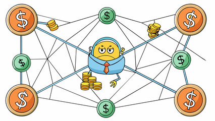 Fototapete - A tangled web Debt can also be seen as a complicated and intricate web with multiple loans and payments interconnecting and creating a sense of. Cartoon Vector