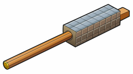 Poster - A thick solid rod with a square crosssection typically used to connect two moving parts in a factory setting. Its surface is matte and rough with. Cartoon Vector