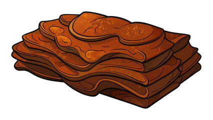 Aufkleber - A thick layered sheet of rusted sheet metal bent and twisted into a threedimensional sculpture. The rust and textured surface add depth and character. Cartoon Vector