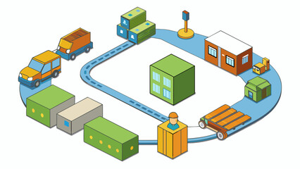 Poster - A toy manufacturing company sources plastic and other materials from different suppliers to create the components needed for their toys. These. Cartoon Vector