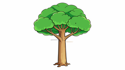 Poster - A tree is a tall woody plant that has a trunk branches and leaves. It provides shade and produces oxygen through the process of photosynthesis. Trees. Cartoon Vector