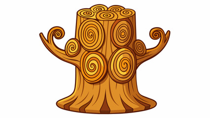 Poster - A tree trunk with intricate patterns and curves created by years of growing and adapting to its environment.. Cartoon Vector