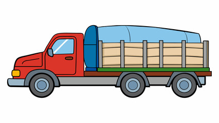 Poster - A truck equipped with a fuelefficient engine and low rolling resistance tires hauling a large load of goods with ease. Its streamlined body and. Cartoon Vector