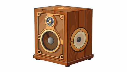 Aufkleber - A vintagestyle speaker fashioned from wood and adorned with intricate carvings. It has a large circular speaker on the front and a for adjusting the. Cartoon Vector