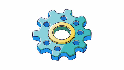Poster - A wheel with spokes and a cylindrical shape mounted on an overhead beam in a warehouse affixed to a conveyor belt and used to move heavy boxes.. Cartoon Vector