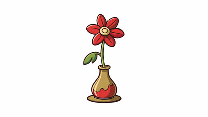 Poster - A wilted flower in a vase its petals drooping and the stem . The flower was once a symbol of beauty and life but now it represents decay and defeat.. Cartoon Vector