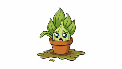 Poster - Biological Object A plant wilting and dying due to lack of sunlight and water unable to sustain itself without the necessary resources.. Cartoon Vector
