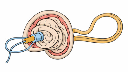 Poster - Finally the fifth illustration shows the auditory nerve a bundle of nerve fibers that carry the electrical signals from the inner ear to the brain. It. Cartoon Vector