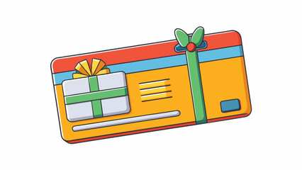 Fototapete - Gift card A small rectangular piece of plastic with a magnetic strip on the back. It has a colorful design and logo on the front along with the cards. Cartoon Vector