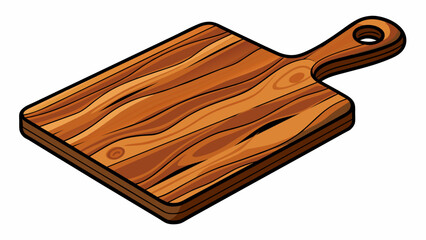 Fototapete - Grainy and aromatic The wooden ting board had a beautiful grain pattern with different shades of brown running through it. As the knife sliced through. Cartoon Vector