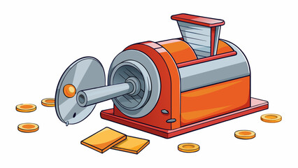 Poster - Grinding Grinding is a process used to break down solid food into smaller particles typically for cooking or extracting flavors. A grinding machine. Cartoon Vector