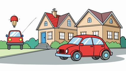Aufkleber - Highpitched and shrill A car alarm going off in a quiet neighborhood the sound ting through the air.. Cartoon Vector