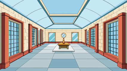 Poster - In a room with high ceilings the walls seem to stretch upward and appear taller than they actually are.. Cartoon Vector