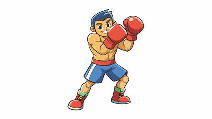 Fototapete - In boxing pressing is a technique in which a fighter uses their weight and body to push against their opponent creating pressure and making it. Cartoon Vector