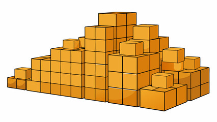 Poster - In a warehouse boxes of different lengths and widths are stacked in piles with the taller boxes at the back and shorter ones in the front. Each box. Cartoon Vector