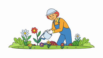 Poster - In the garden the owner is the master of their domain carefully tending to each delicate flower and plant with a gentle touch. Their green thumb and. Cartoon Vector
