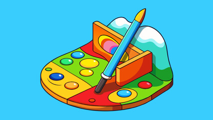 Aufkleber - Introduction to a Painting The canvas is splashed with vibrant colors creating a mesmerizing contrast. Each stroke of the paintbrush tells a unique. Cartoon Vector
