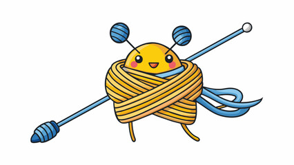 Poster - Knitting With the clickclack of needles and the gentle pull of yarn a handmade scarf slowly takes shape. Using a soft and stretchy material the. Cartoon Vector