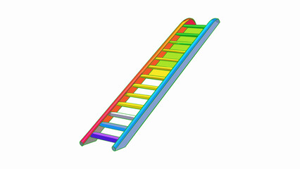 Fototapete - In the playground a brightly colored plastic ladder was part of the jungle gym. With a rainbow of colors and smooth rounded edges the ladder was safe. Cartoon Vector