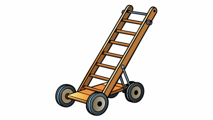 Wall Mural - In the library a rolling ladder sat against the bookshelves ready to be used. Made of sleek black metal the ladder had four wheels and a handle at the. Cartoon Vector