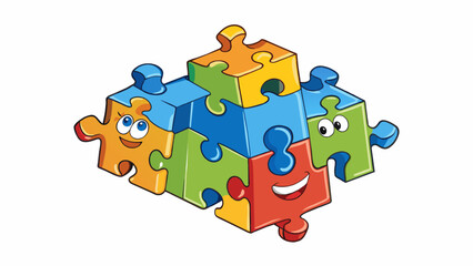 Fototapete - Life is like a puzzle made up of different pieces that come together to form a larger picture. Each piece represents a different aspect of our lives. Cartoon Vector