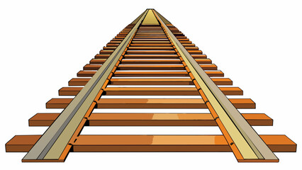 Poster - Parallel train tracks stretch out into the distance disappearing into a vanishing point on the horizon. The lines are perfectly straight and evenly. Cartoon Vector