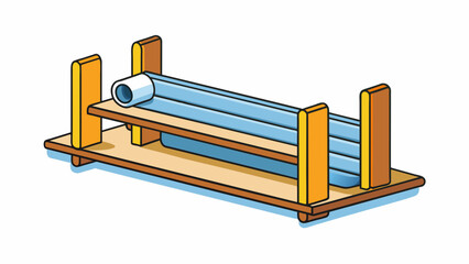 Aufkleber -  Place one of the shelves onto the dowels followed by the other side panel.. Cartoon Vector