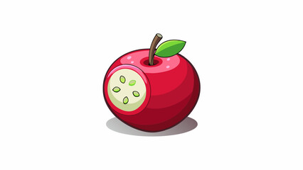 Poster - Round and rosy this fruit is a classic symbol of sweetness and simplicity. Its smooth skin is a deep shade of crimson punctuated by a small green stem. Cartoon Vector