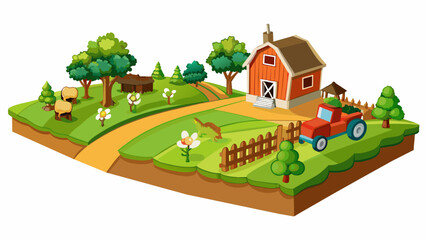 Poster - Rustic Farmland As you drive through the county you pass by vast farmland the heart of the local economy. The fields are filled with rows of crops and. Cartoon Vector
