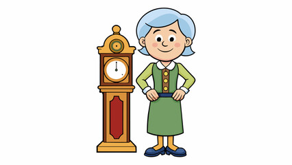 Poster - She is a steady and dependable partner just like the reliable ticking of a classic grandfather clock. Her support and loyalty never wavers.. Cartoon Vector