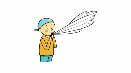 Poster - Slowly exhaling I watched my breath float through the air like a delicate white feather dissipating into nothingness.. Cartoon Vector