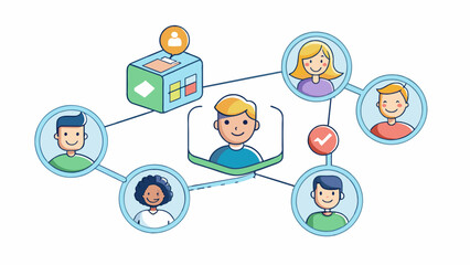 Poster -  Social features to connect with friends and share progress for added support and accountability. Cartoon Vector