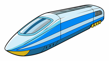 Poster - The body of a highspeed train is aerodynamically shaped to reduce air resistance allowing it to travel at high speeds with minimal energy consumption.. Cartoon Vector