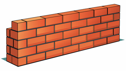 Poster - The brick wall stretched for 10 feet in length composed of rectangular blocks with rough textured surfaces.. Cartoon Vector