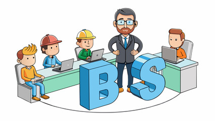 Poster - The boss assigned a project to the team where each member had to design a unique logo for a clients new business.. Cartoon Vector