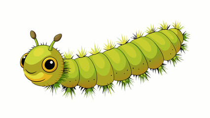 Aufkleber - The caterpillar was about 3 centimeters long with a fuzzy body and distinct segments.. Cartoon Vector