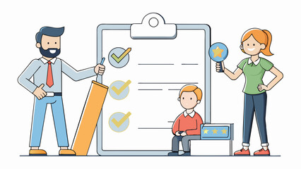 Fototapete - The final examination is a practical test where students demonstrate their skills in a handson setting. For this particular examination students are. Cartoon Vector