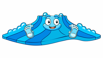 Poster - The feeling of cool water lapping against feet accompanied by the sight of glistening blue waves stretching out to the endless horizon.. Cartoon Vector