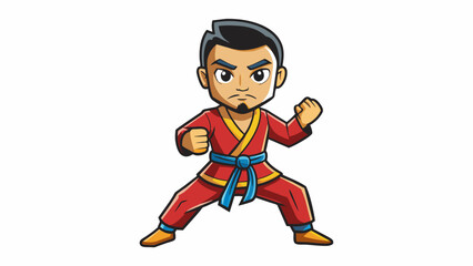 Aufkleber - The martial arts master demonstrated each technique with precise body movements providing vocal instructions to his students on how to mimic his form. Cartoon Vector